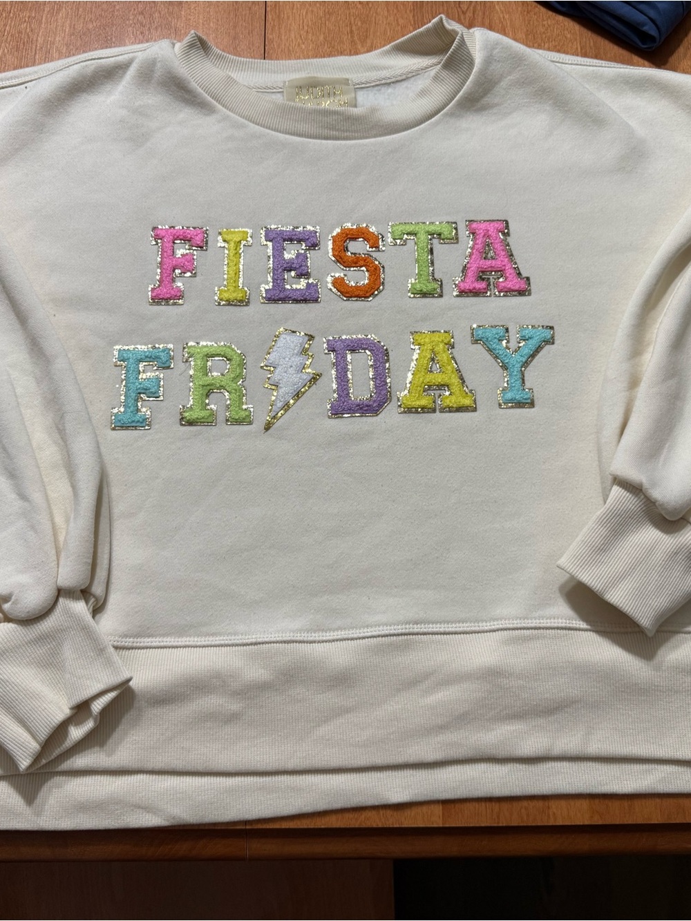 Judith March Cream Sweatshirt with Multicolor Sequin Lettering